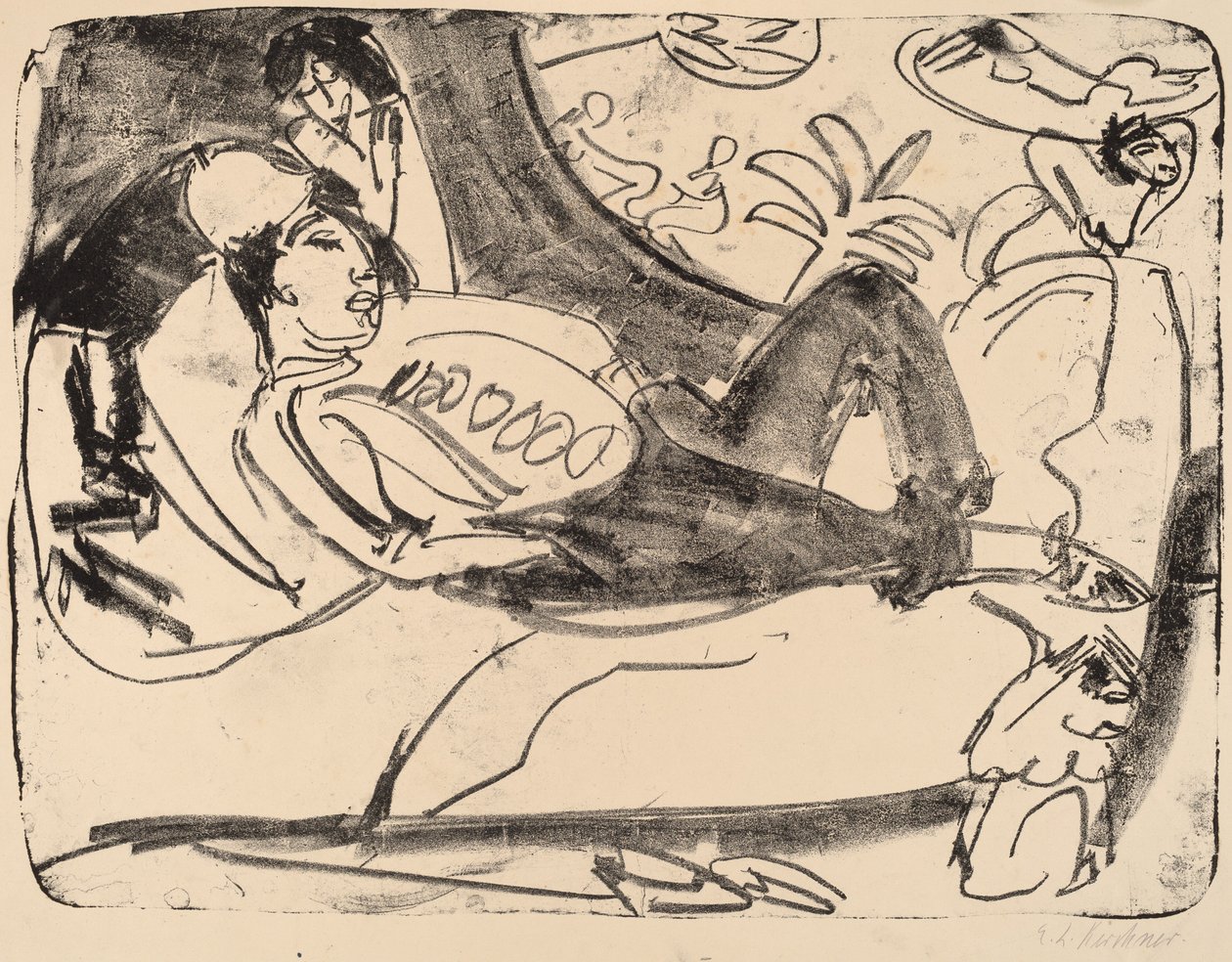 Szieszta, 1911-1912. alkotó: Ernst Ludwig Kirchner