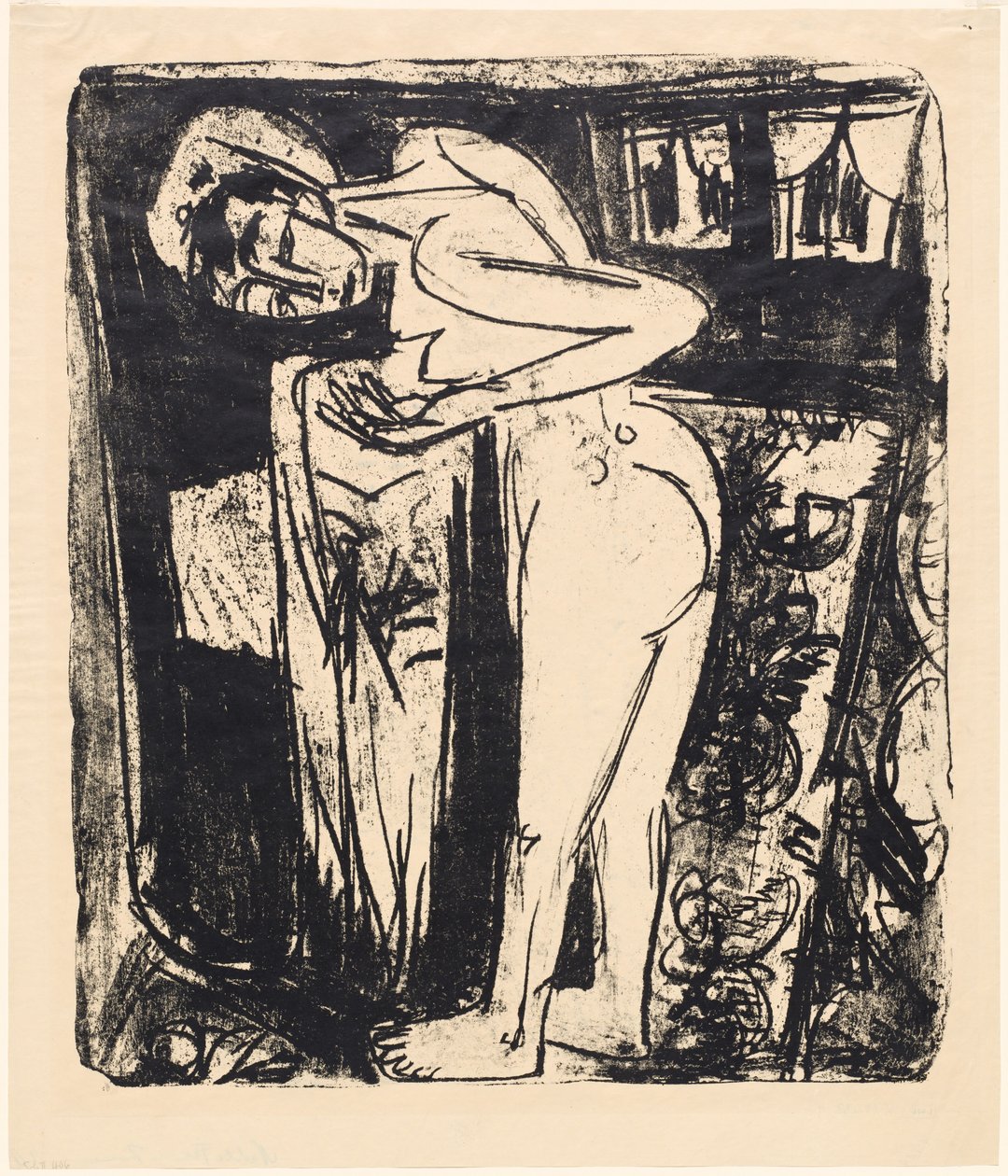 Meztelenül állva egy szobában, 1921. alkotó: Ernst Ludwig Kirchner