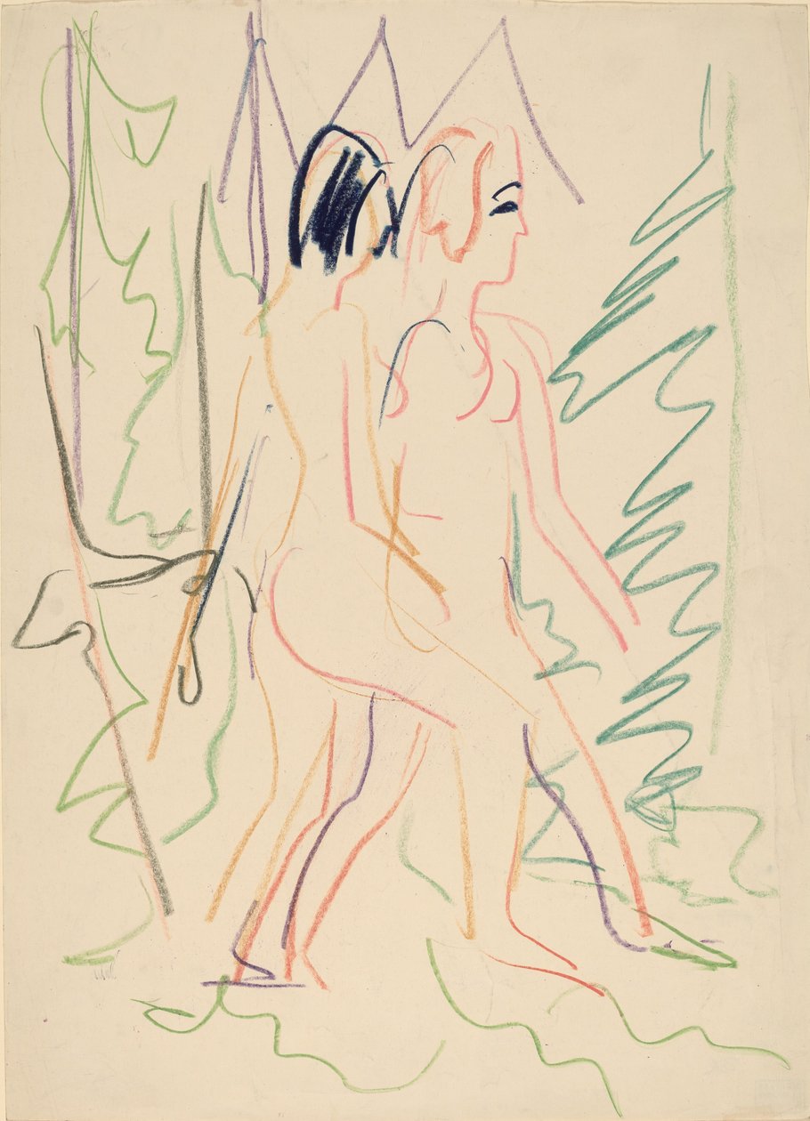 Két akt egy erdőben, 1925. alkotó: Ernst Ludwig Kirchner