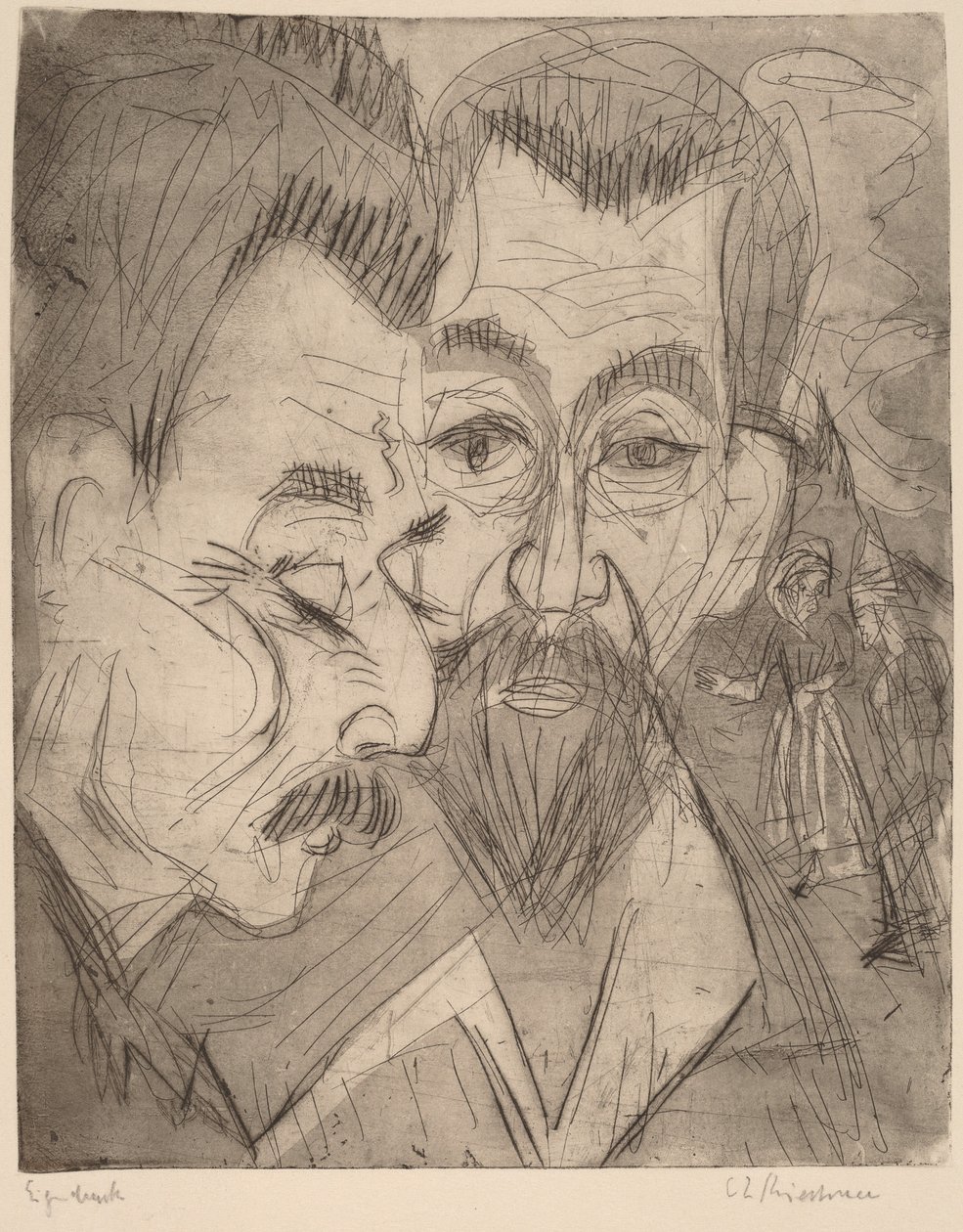 Két parasztfej, 1920. alkotó: Ernst Ludwig Kirchner