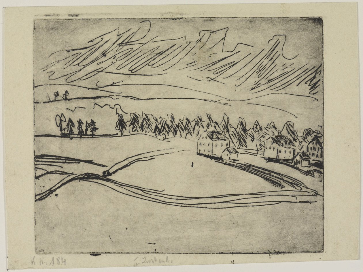 Szántóföldek és házak az Erzgebirge-ben alkotó: Ernst Ludwig Kirchner