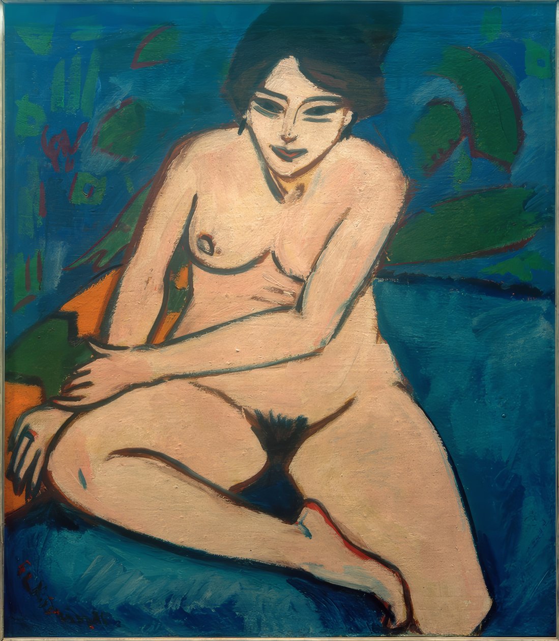 Akt kék háttérrel alkotó: Ernst Ludwig Kirchner