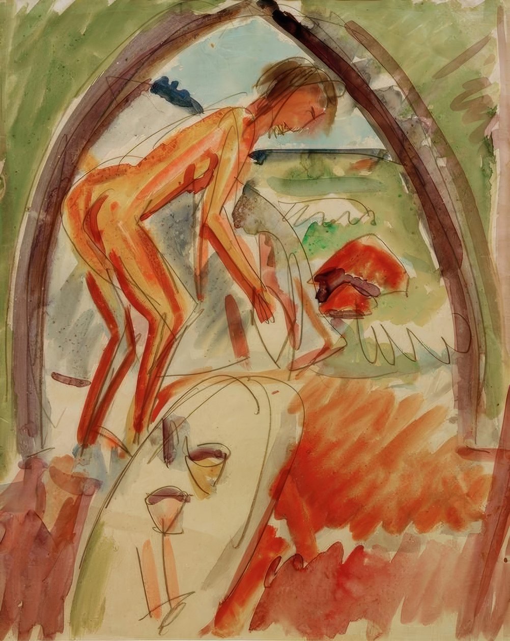 Akt az ívben alkotó: Ernst Ludwig Kirchner