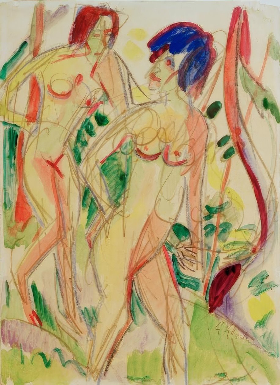 Aktok az erdőben, kék alkotó: Ernst Ludwig Kirchner