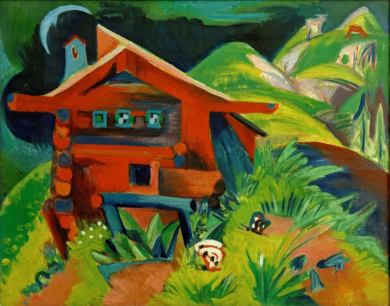 alpesi kunyhó; Vörös Alphaus alkotó: Ernst Ludwig Kirchner