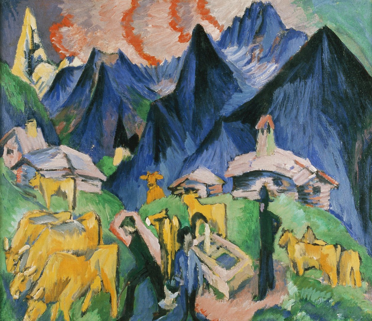 Alpleben, Triptichon; Alpleben, Triptychon, 1918 alkotó: Ernst Ludwig Kirchner