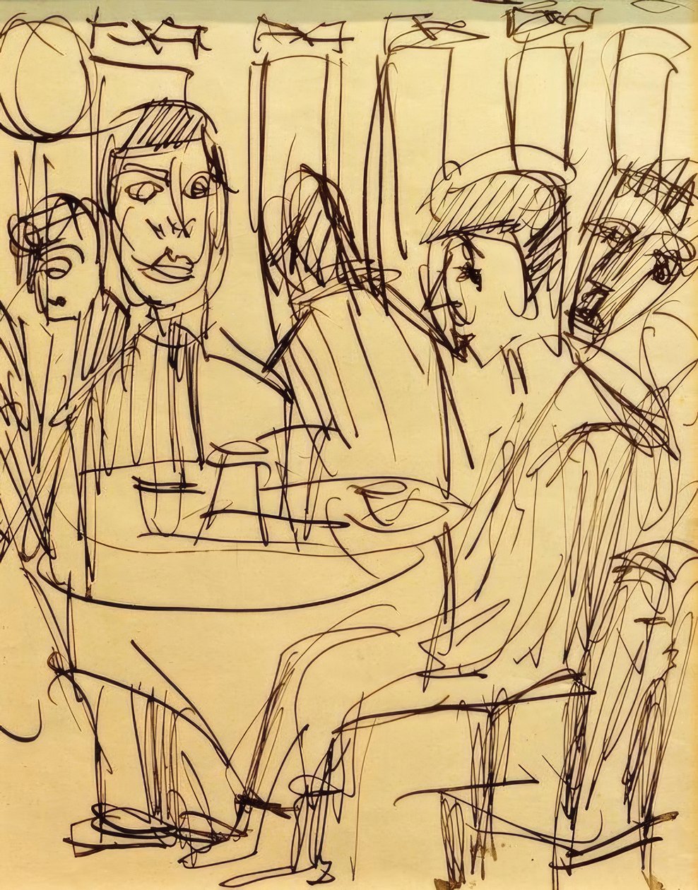 A kávézó asztalánál alkotó: Ernst Ludwig Kirchner