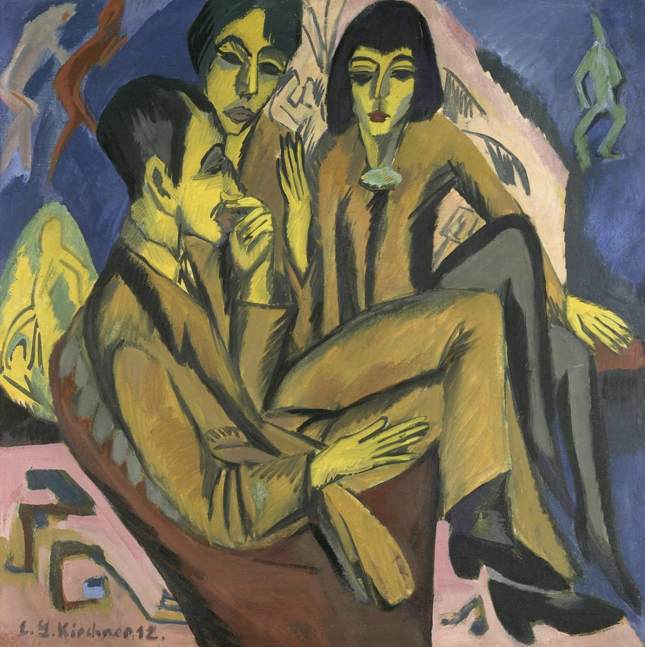 Művészcsoport A művészek beszélgetése, 1913. alkotó: Ernst Ludwig Kirchner