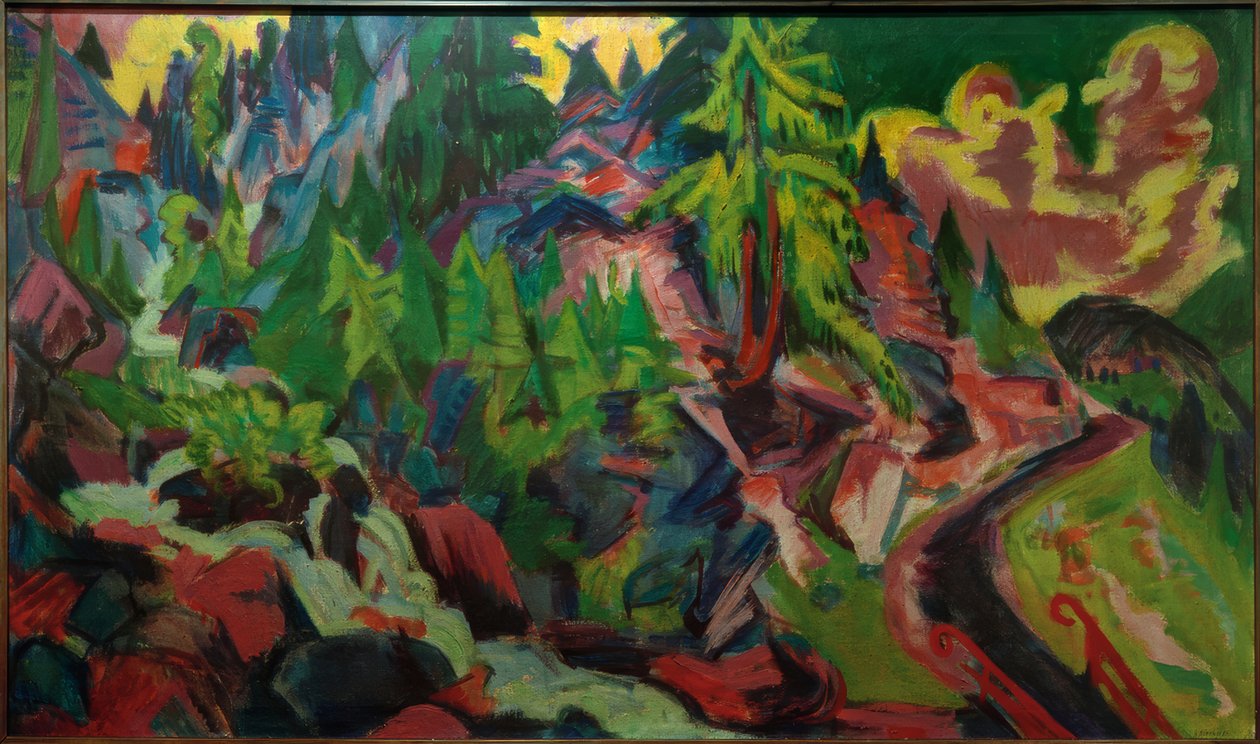 Svájci kőfenyő táj vízeséssel alkotó: Ernst Ludwig Kirchner