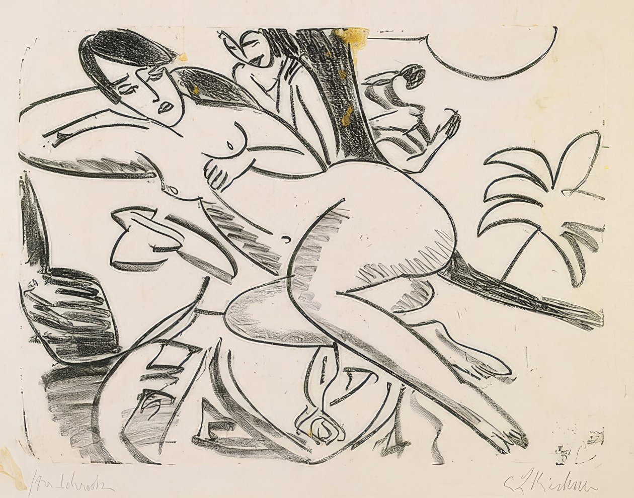 Akt hever a mennyezeten. 1911 alkotó: Ernst Ludwig Kirchner