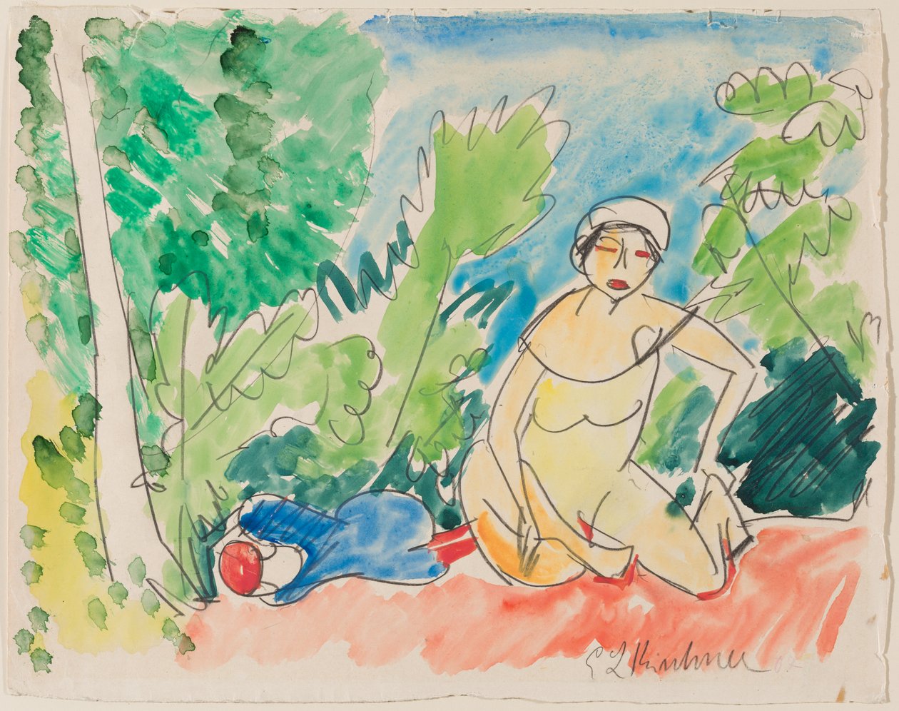 Fürdőzők a tónál alkotó: Ernst Ludwig Kirchner