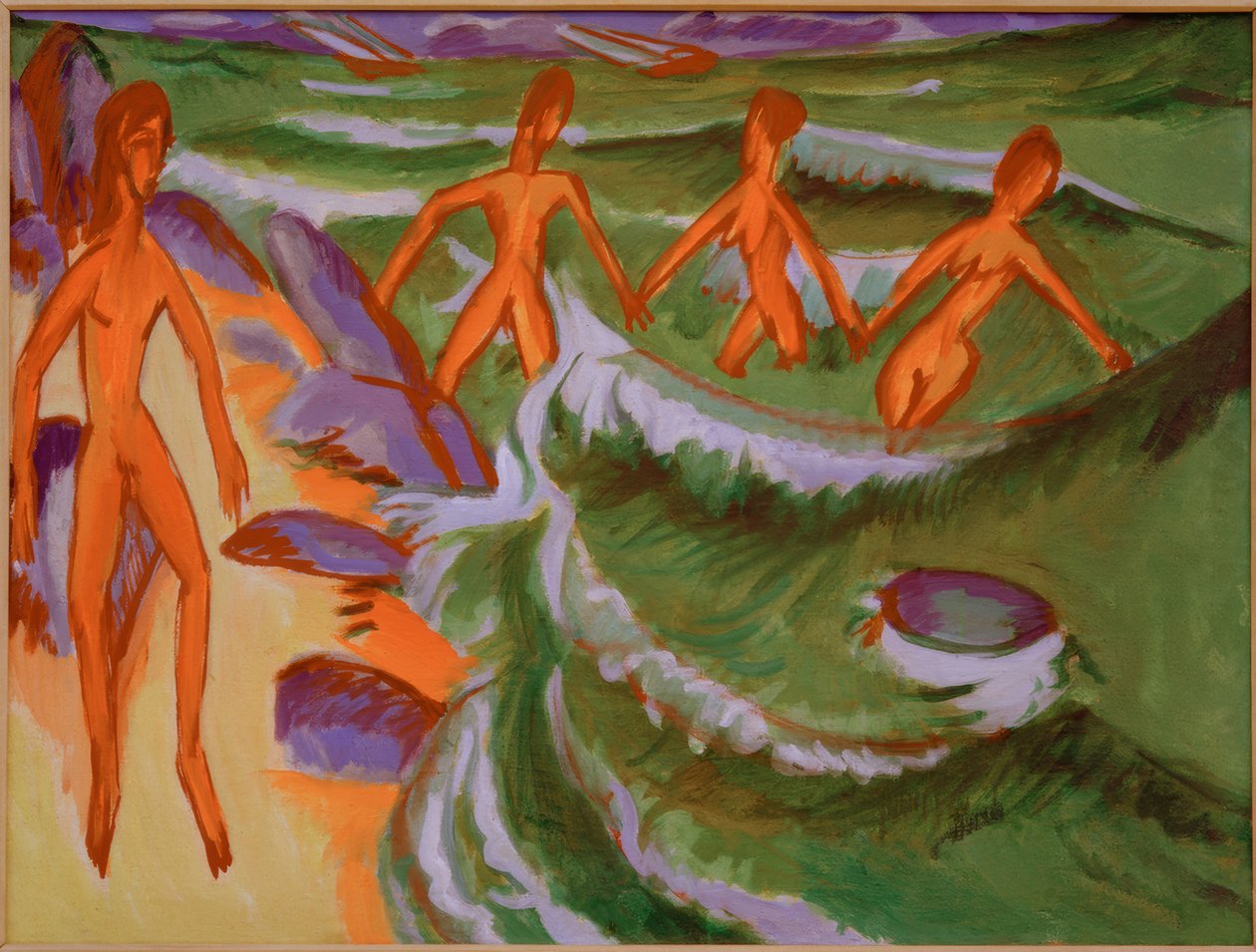 Fürdőzők a tengerparton (Fehmarn) alkotó: Ernst Ludwig Kirchner