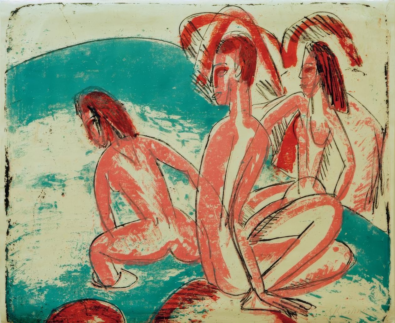 Fürdőzők kövön alkotó: Ernst Ludwig Kirchner