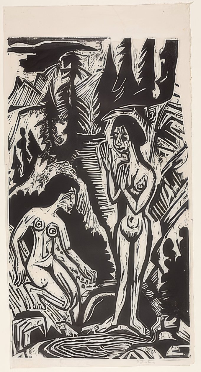Fürdőzők a sziklákban. 1921 alkotó: Ernst Ludwig Kirchner