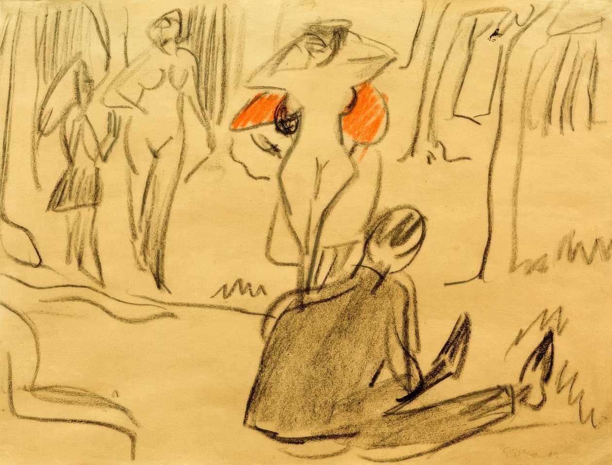Fürdőzők Moritzburgban alkotó: Ernst Ludwig Kirchner