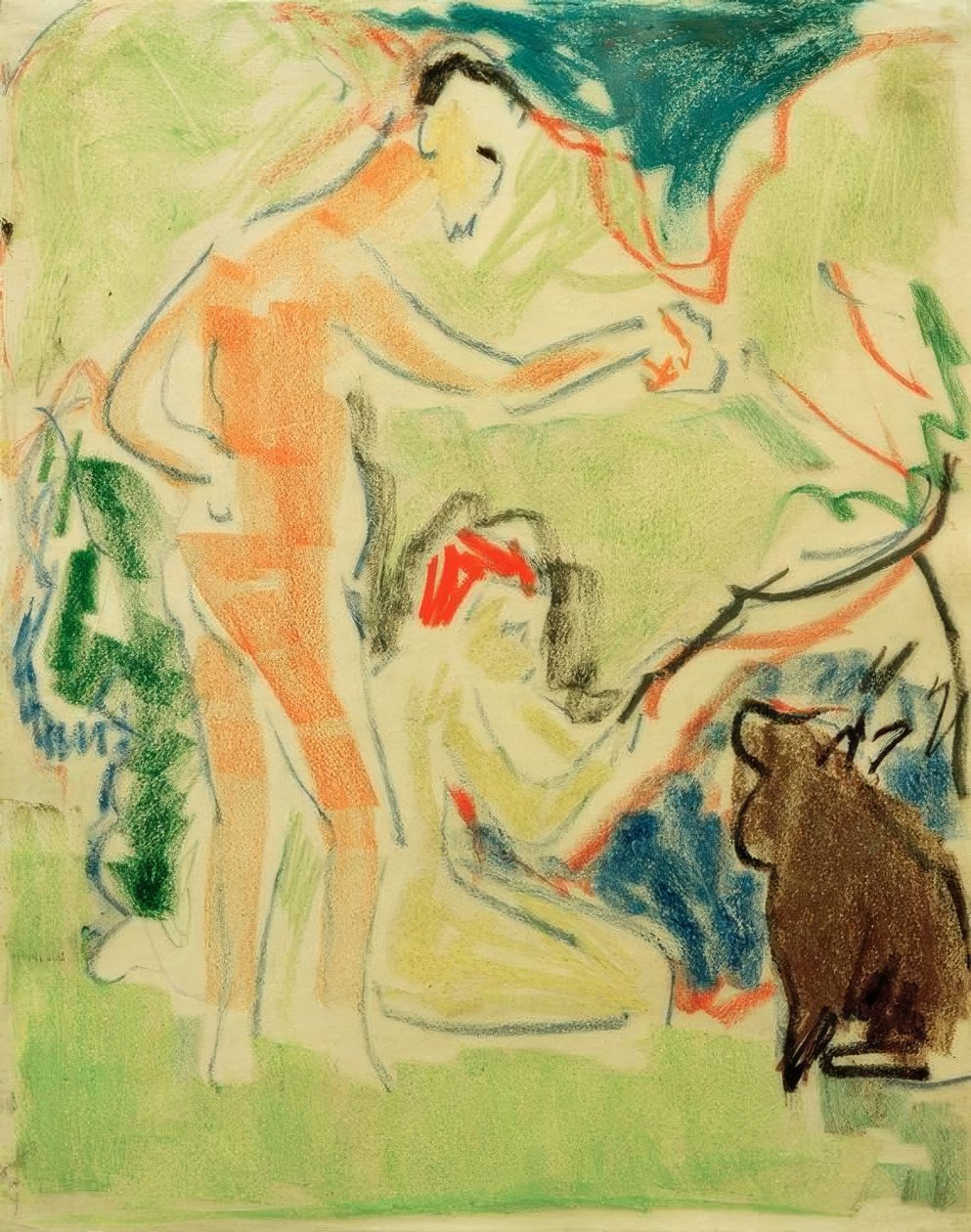 Fürdőzők kutyákkal Moritzburgban alkotó: Ernst Ludwig Kirchner