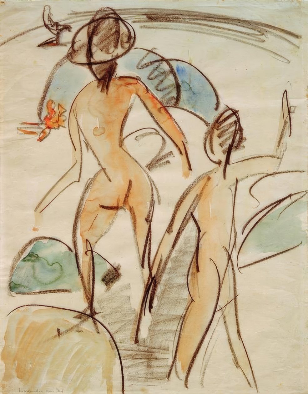 Kalapos fürdőzők alkotó: Ernst Ludwig Kirchner