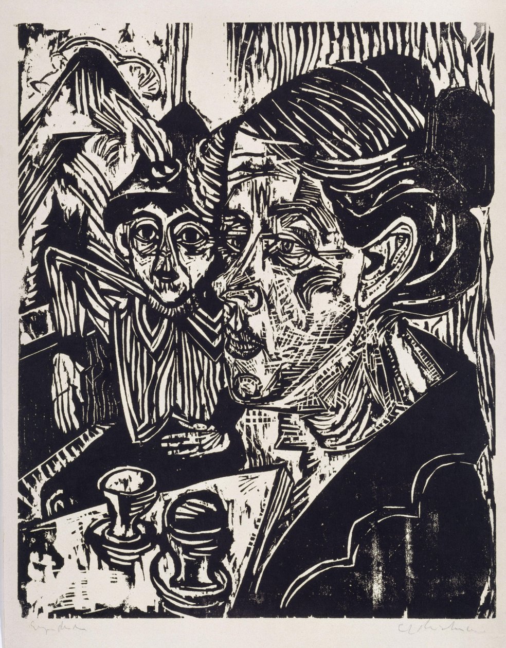 Paraszti asszony és fia az asztalnál (Schmidt asszony és fia, Martin) alkotó: Ernst Ludwig Kirchner