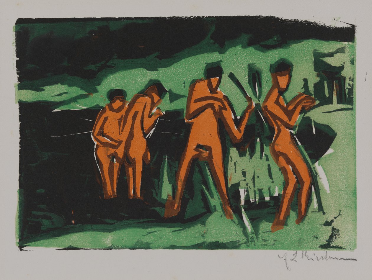Fürdőzők náddal dobálózva alkotó: Ernst Ludwig Kirchner