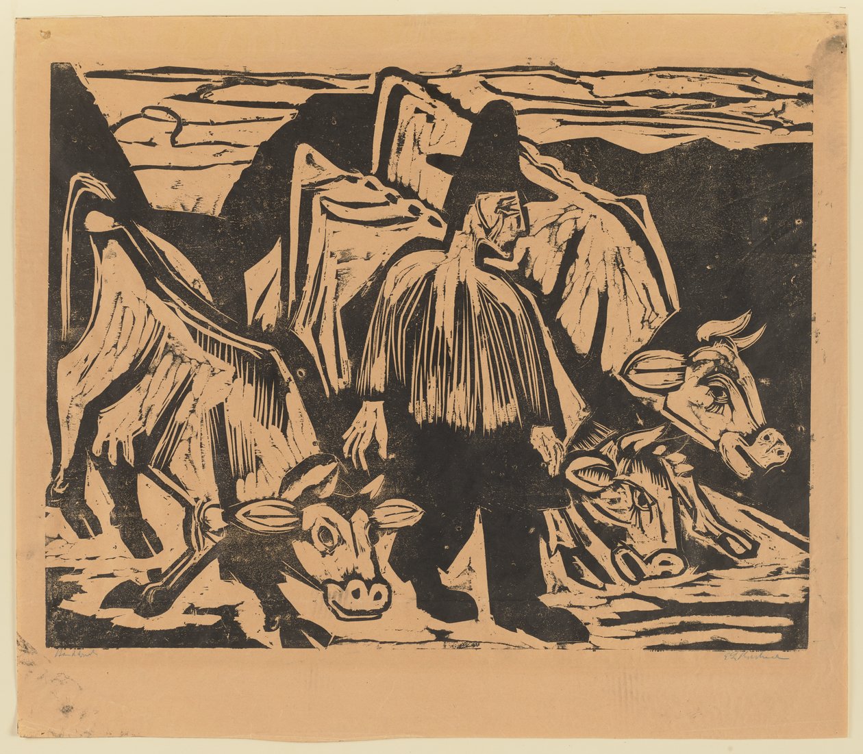 Bauer mit drei Kühen alkotó: Ernst Ludwig Kirchner