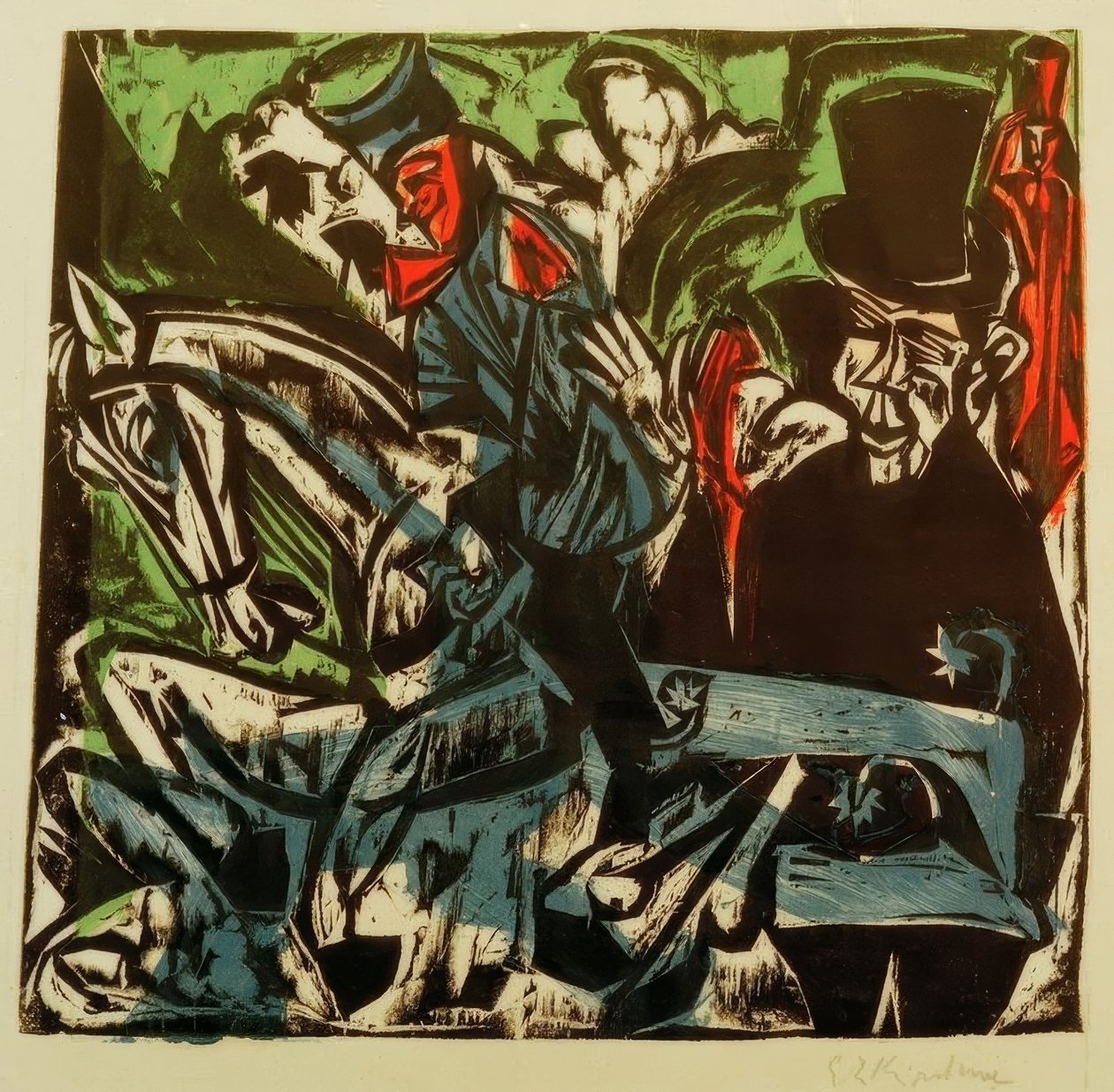 Schlemihl találkozása a kis szürke emberrel az utcán alkotó: Ernst Ludwig Kirchner