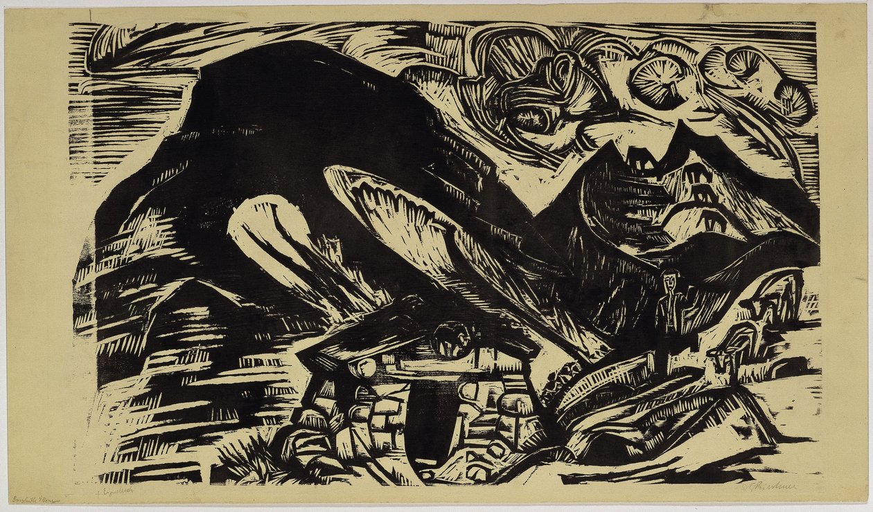 Hegyek hegyi kunyhóval alkotó: Ernst Ludwig Kirchner