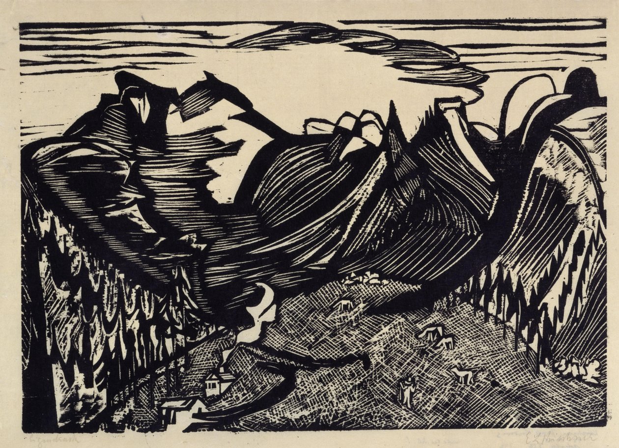 Hegyi táj alppal alkotó: Ernst Ludwig Kirchner