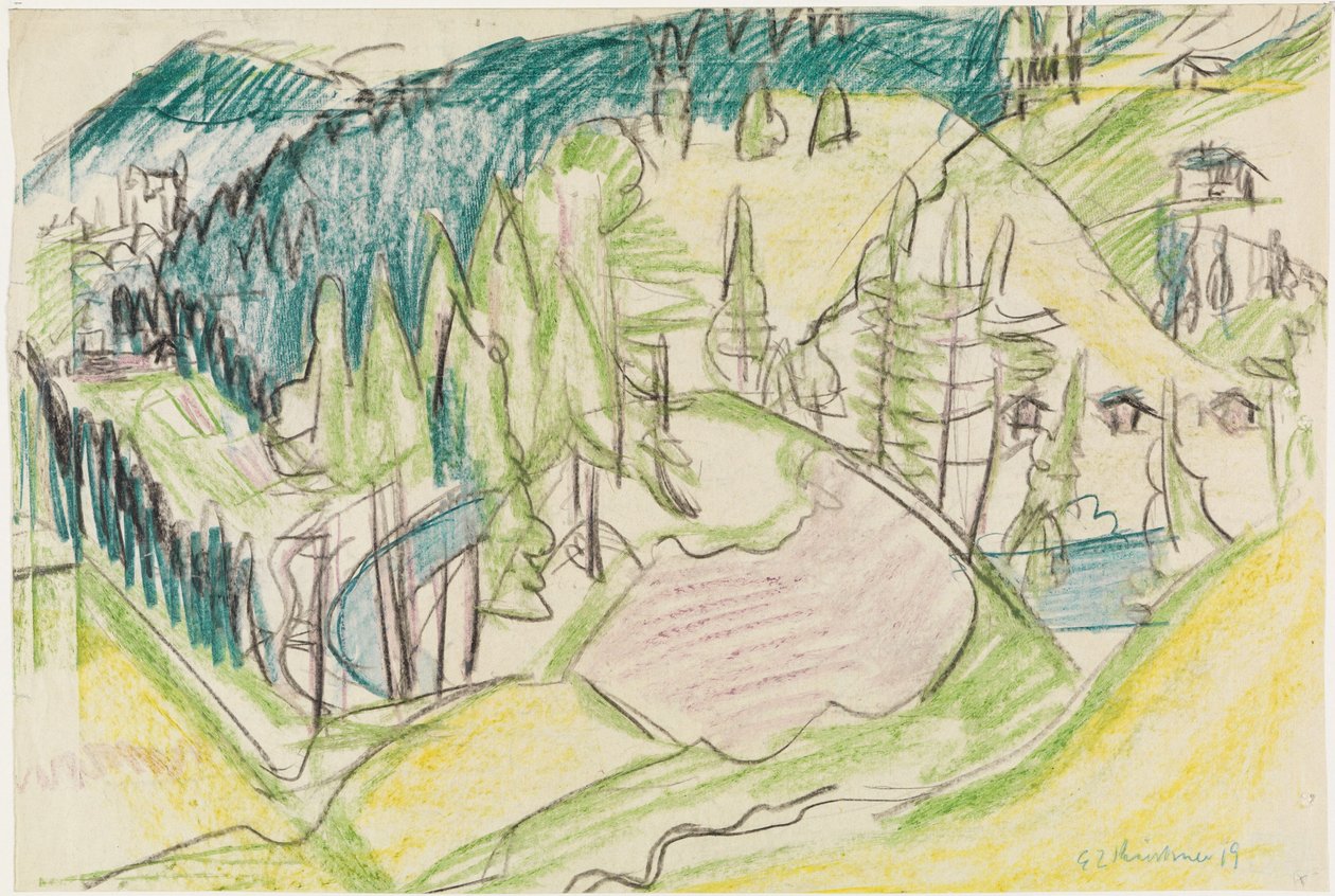 Hegyi táj fenyőkkel alkotó: Ernst Ludwig Kirchner