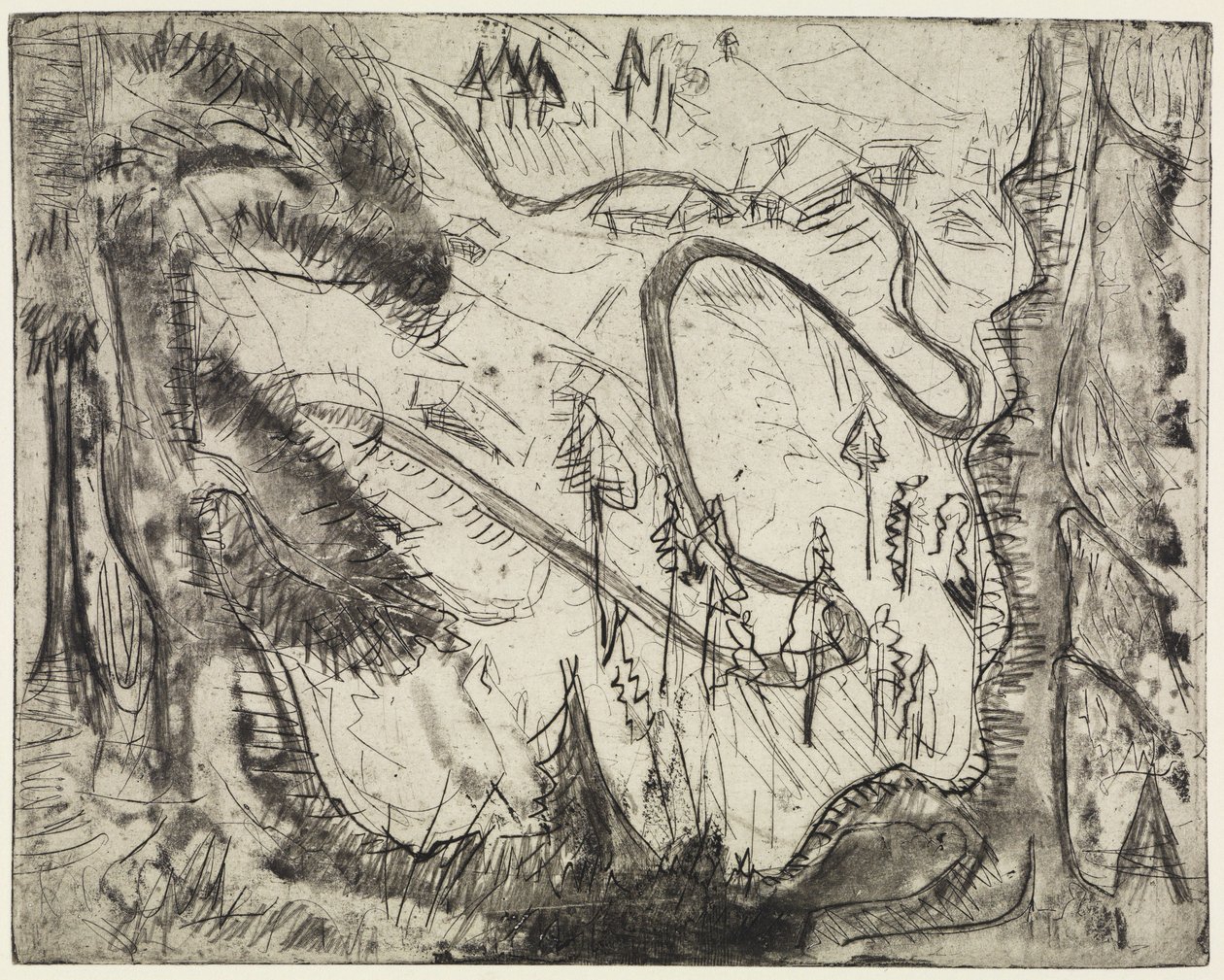 Hegyi ösvény, felülről nézve alkotó: Ernst Ludwig Kirchner