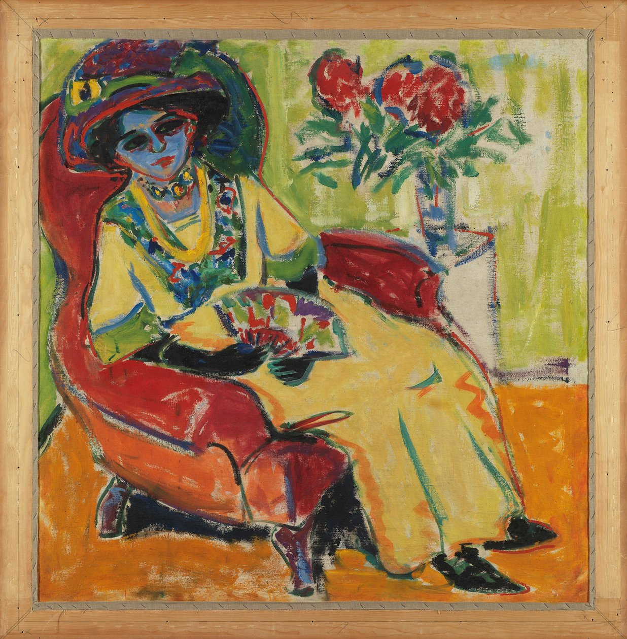 Dodo portréja (Ülő hölgy) Hátoldal: Álarcosbál (Álarcok az utcán) alkotó: Ernst Ludwig Kirchner