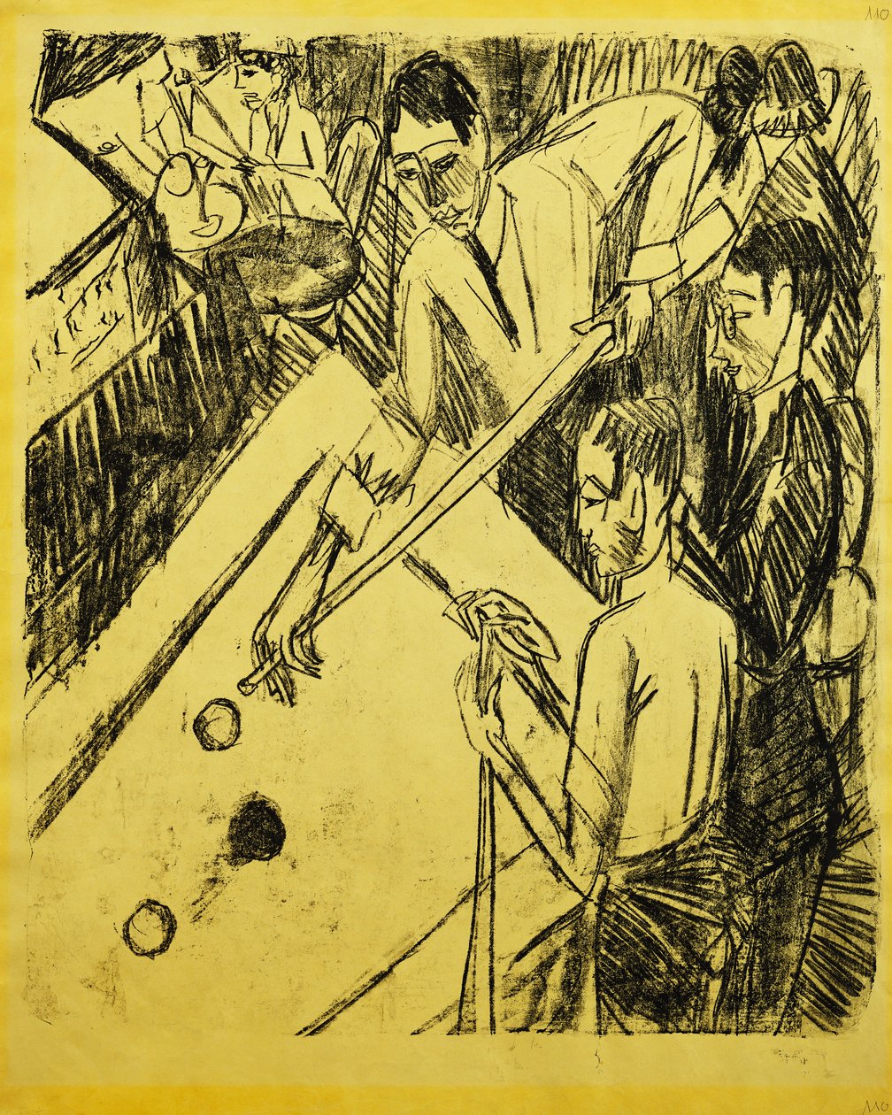 Biliárd játékos; Billardspieler, 1915 alkotó: Ernst Ludwig Kirchner