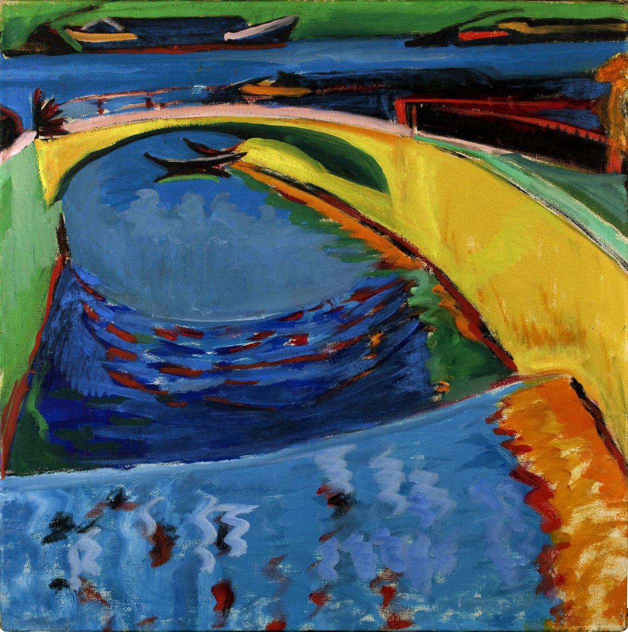 Híd a Prießnitz folyó torkolatánál, c. 1910 alkotó: Ernst Ludwig Kirchner