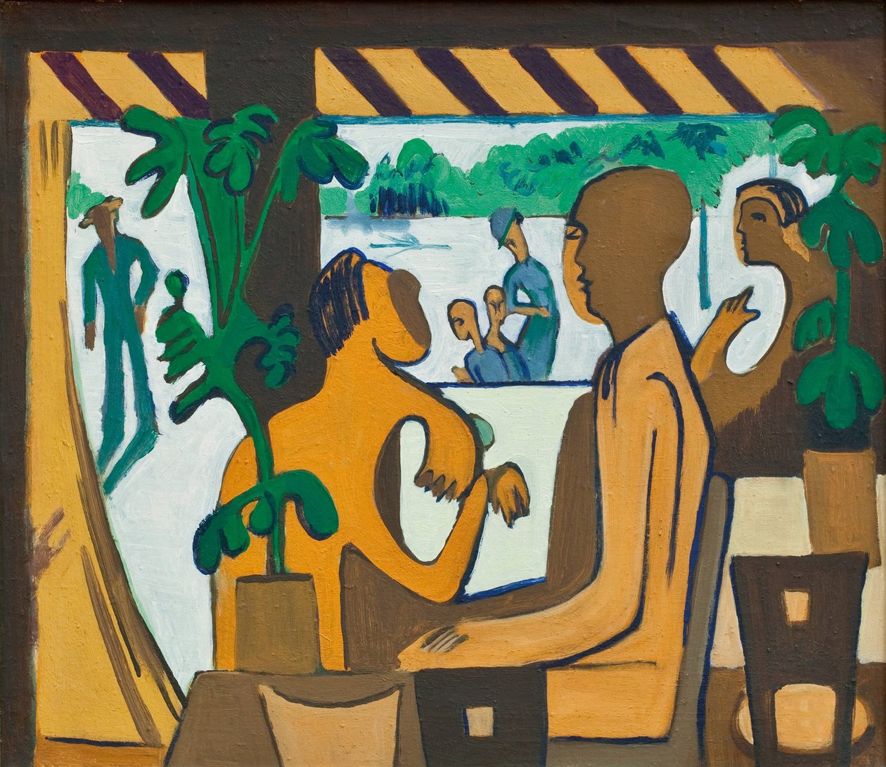 Barna figurák egy kávézóban, 1928-1929 alkotó: Ernst Ludwig Kirchner