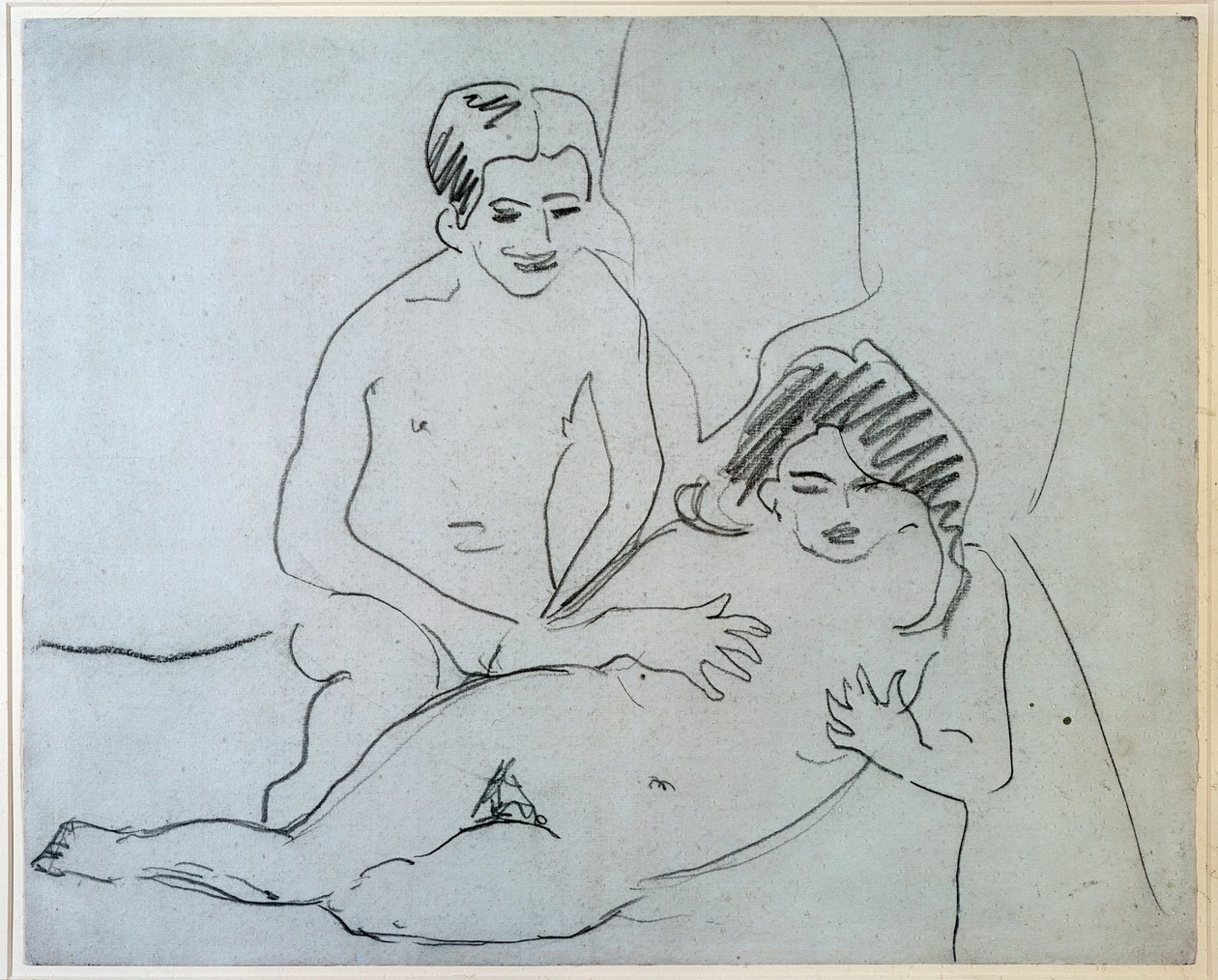 Pár egy ágyon fekvő meztelen pár – Ernst Ludwig Kirchner (1880-1938) rajza, New York, Modern Művészetek Múzeuma alkotó: Ernst Ludwig Kirchner