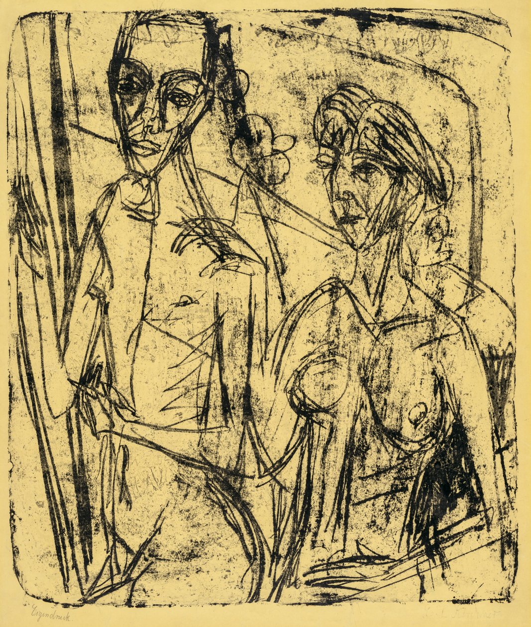 Pár a szobában, meztelen férfi nővel alkotó: Ernst Ludwig Kirchner