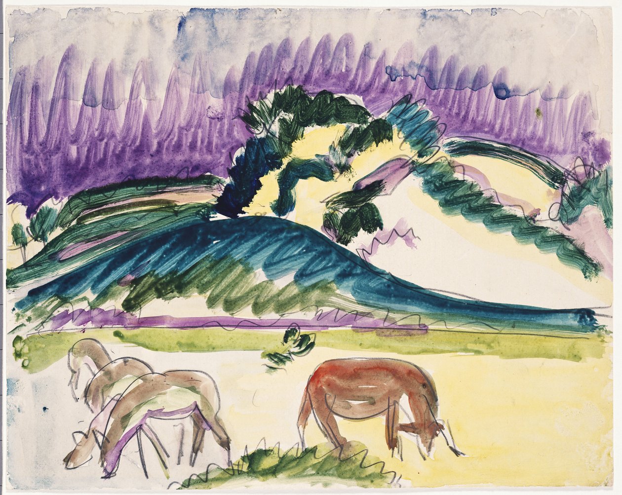 Tehenek a legelőn a dűnék mellett, 1913 alkotó: Ernst Ludwig Kirchner