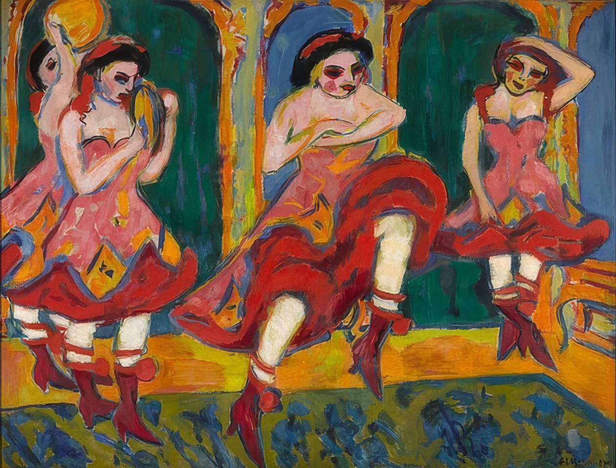 Czardastänzerinnen. 1908-20 alkotó: Ernst Ludwig Kirchner