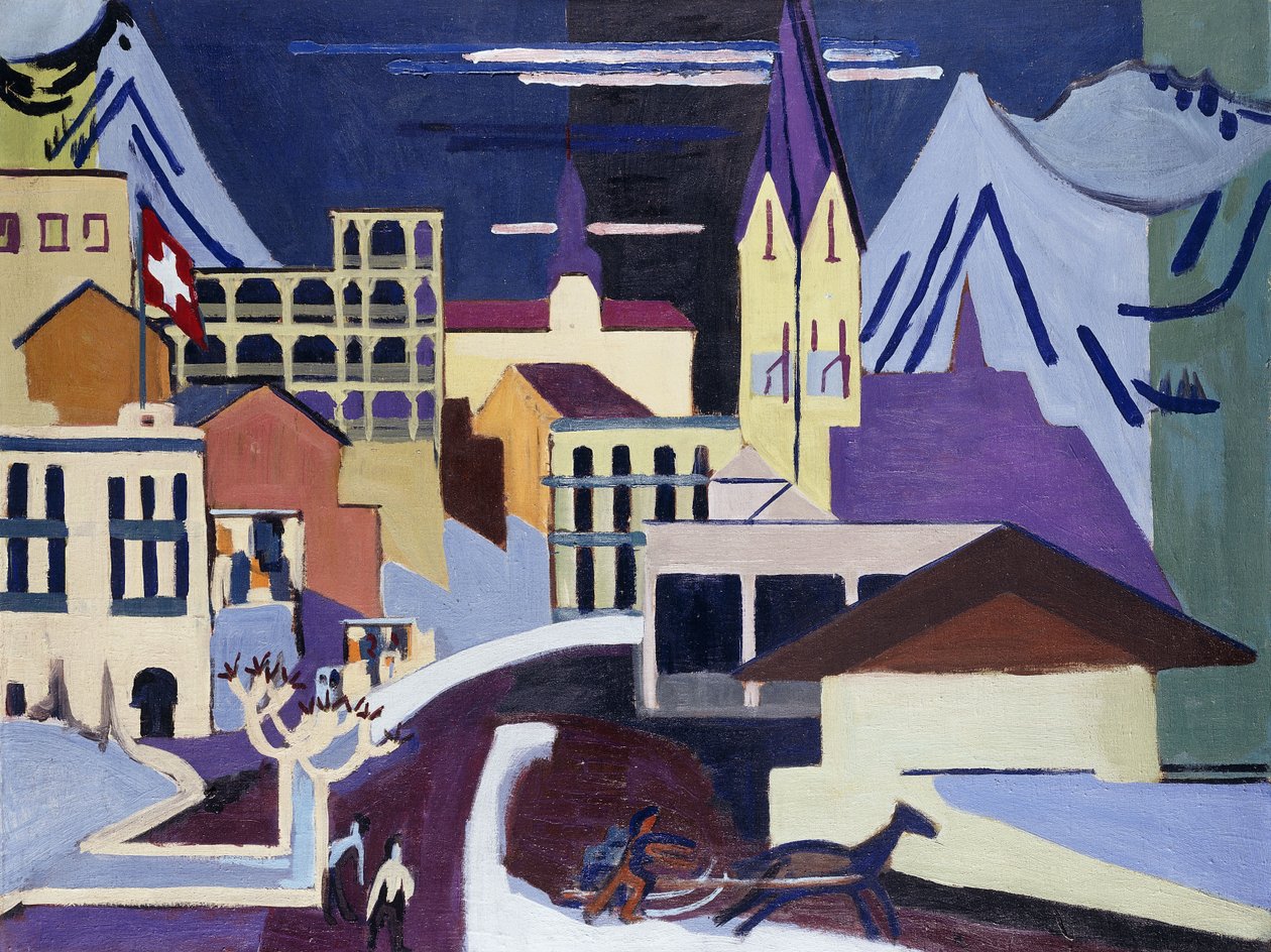 Davos Platz pályaudvar; Davos-Platz a vasútállomáson, 1931 alkotó: Ernst Ludwig Kirchner