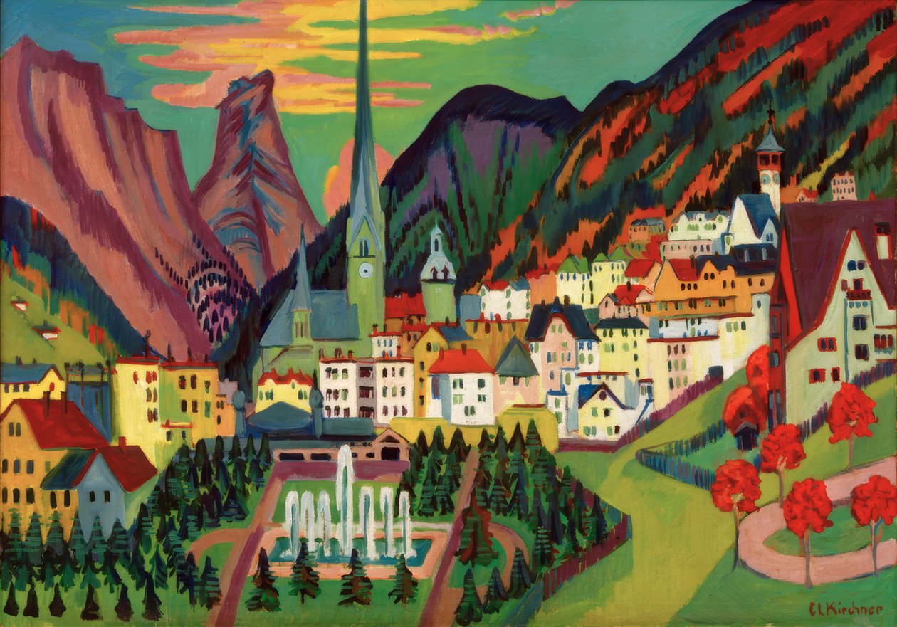 Davos templommal. Davos nyáron alkotó: Ernst Ludwig Kirchner