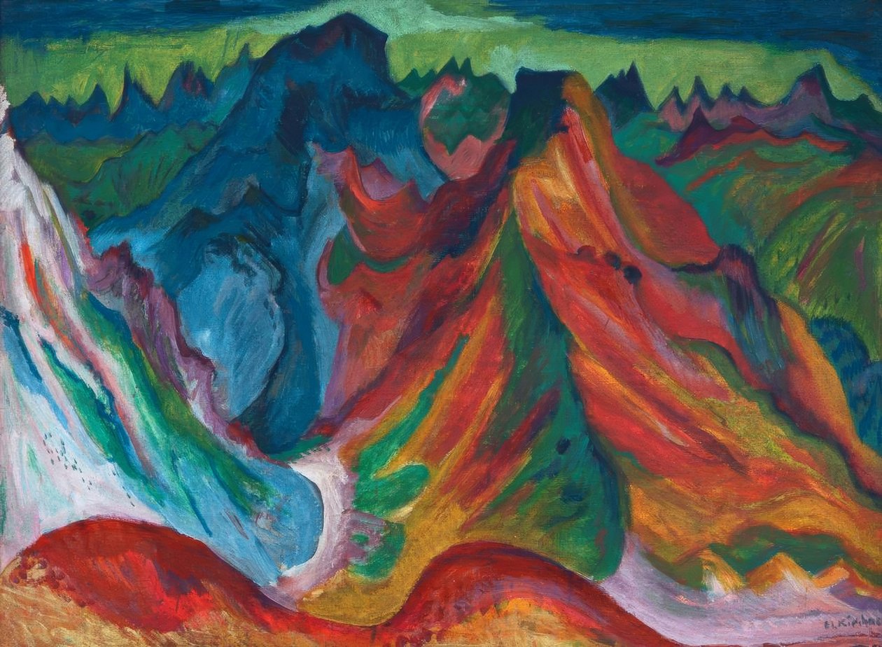 A Weissfluh és Schafgrind hegyek alkotó: Ernst Ludwig Kirchner