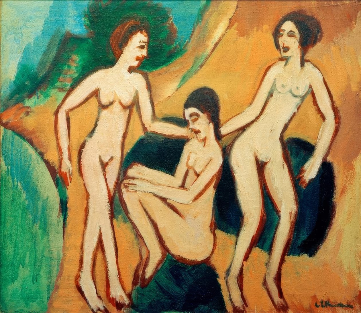 Három fürdőző a parton alkotó: Ernst Ludwig Kirchner