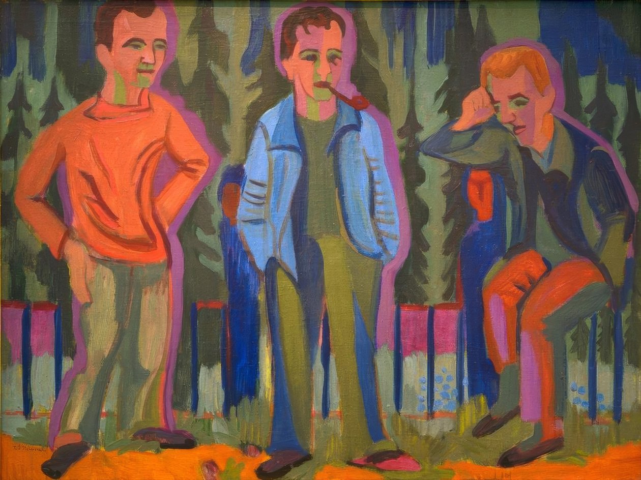 Három művész: Hermann Scherer, Kirchner, Paul Camenisch alkotó: Ernst Ludwig Kirchner