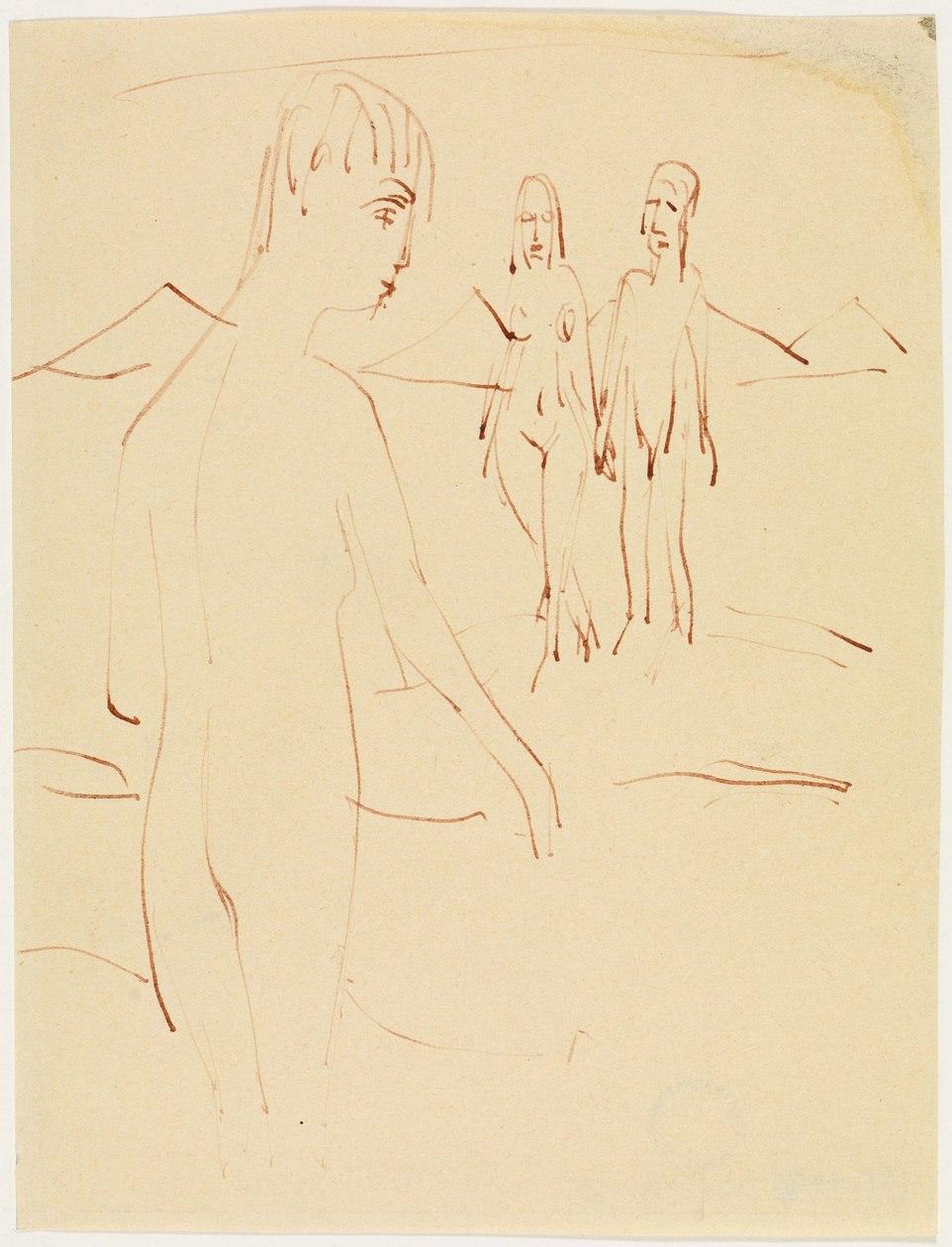 Három álló akt a szabadban alkotó: Ernst Ludwig Kirchner