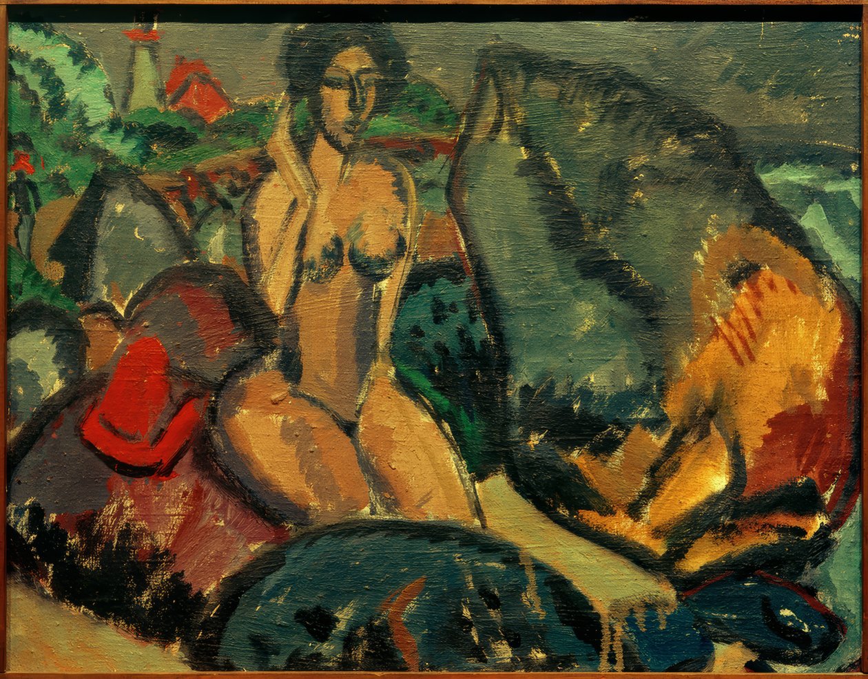 Kirchner E.L., fürdőzők kövek között alkotó: Ernst Ludwig Kirchner