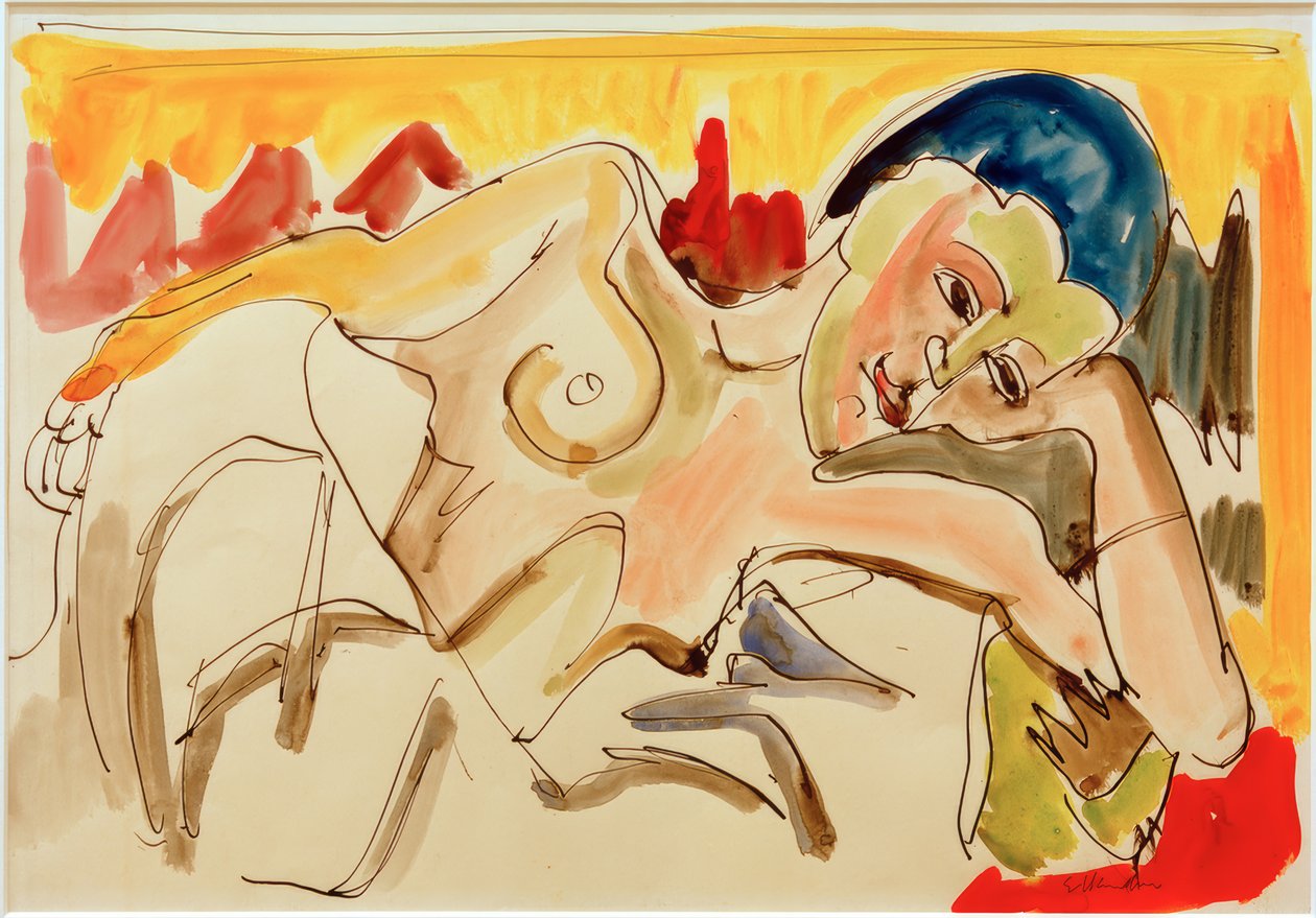 E.L. Kirchner, fekvő nő csupasz felsőtesttel alkotó: Ernst Ludwig Kirchner