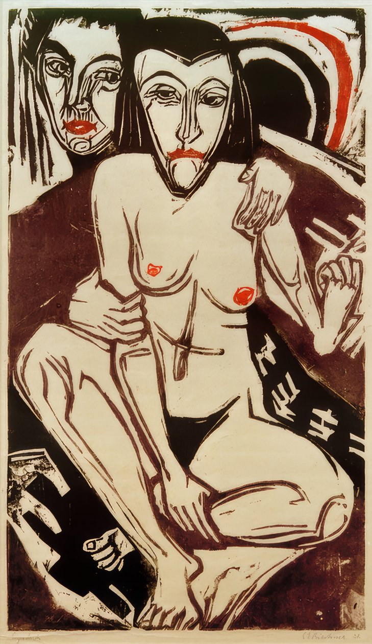 E.L. Kirchner, Melankólia (önarckép Ernával) alkotó: Ernst Ludwig Kirchner