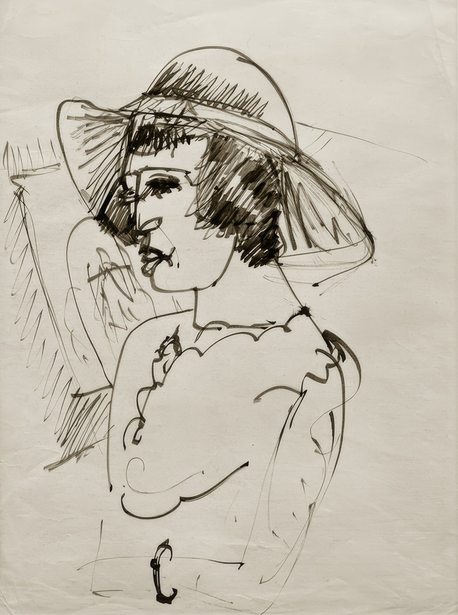 E.L. Kirchner, Erna portréja nagy kalappal alkotó: Ernst Ludwig Kirchner