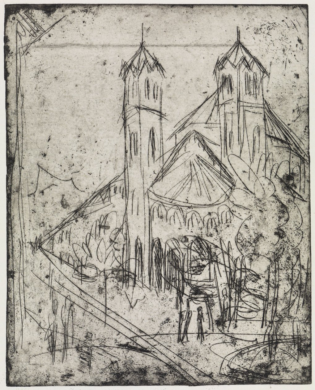 Sarok a télikertnél/Szent Gereon-templom Kölnben I alkotó: Ernst Ludwig Kirchner