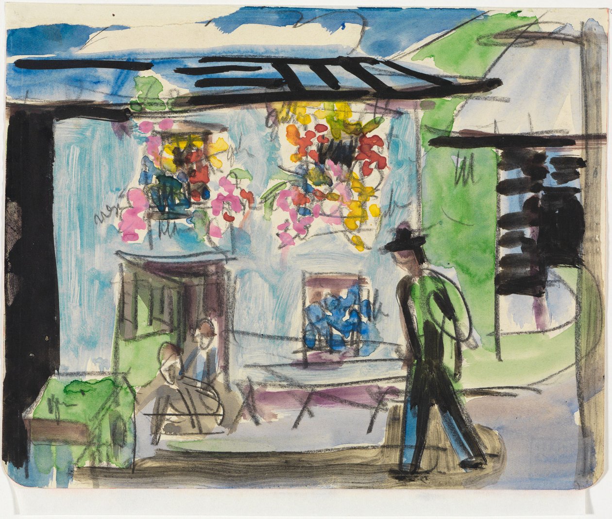 Egy kis ház virágos ablakokkal alkotó: Ernst Ludwig Kirchner