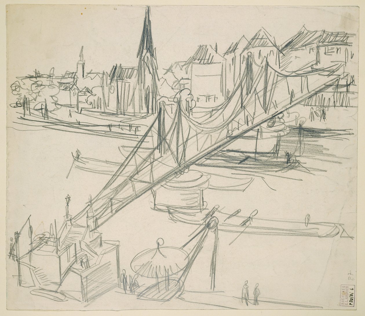 "Eiserner Steg" Frankfurt am Mainban, kilátással Sachsenhausenre alkotó: Ernst Ludwig Kirchner